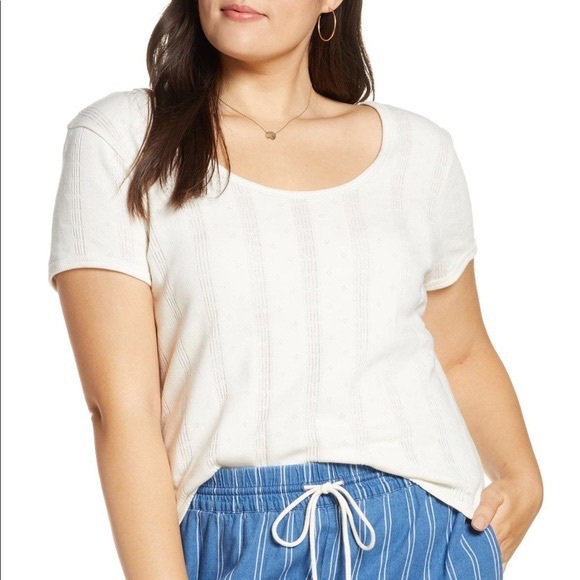 Madewell Tops - NWT Madewell Pointelle Ribbed Tee Cream Medium